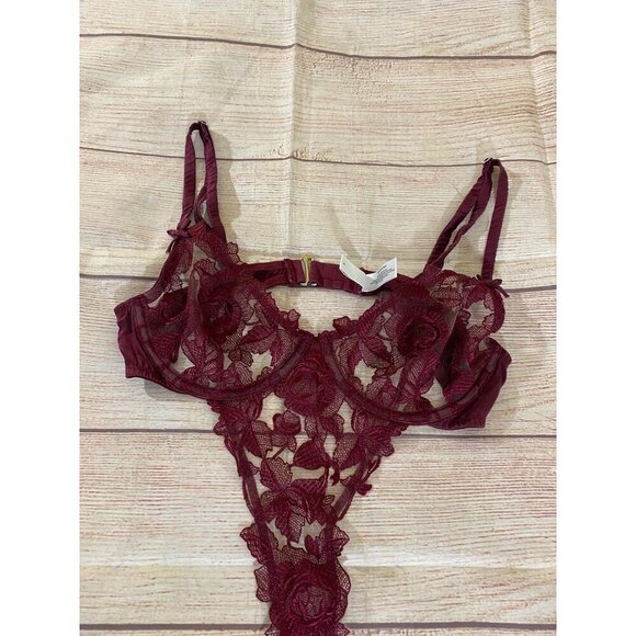 Fleur Du Mal Women's Rose Embroidery Luxury Body Suit - A1 - Picture 3 of 16